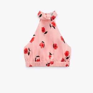 Zara backless high neck cropped top